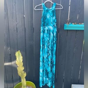 NWOT Calvin Klein, Size 4, Turquoise Snakeskin Print Maxi Dress